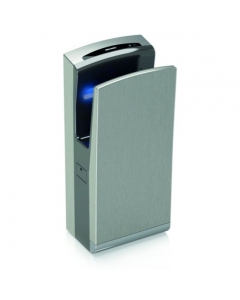 Genwec Brushed Stainless Steel Bladeflow 2 Hands in Hand Dryer - 1650W close up image on a white background - GW01180401