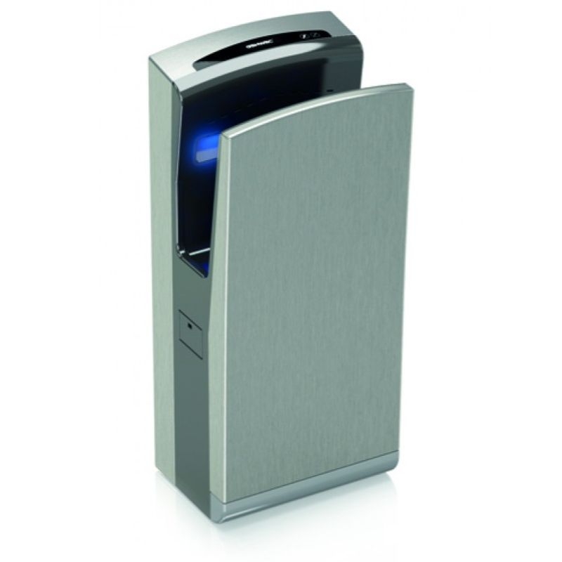 Genwec Brushed Stainless Steel Bladeflow 2 Hands in Hand Dryer - 1650W close up image on a white background - GW01180401