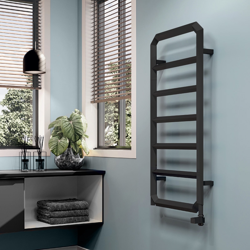 Prestige Hoxton Designer Towel Rail Anthracite In Situ
