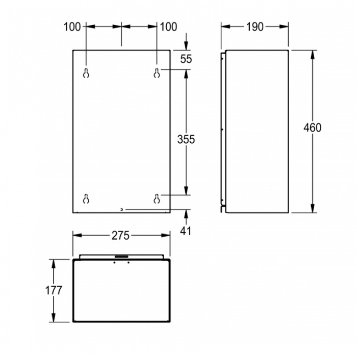 Franke Waste Bin 18 Ltr Wall Mounted CAD Drawing - RODX605S