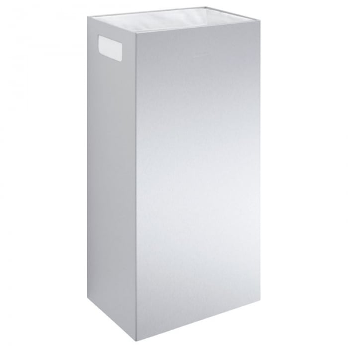 Wall Mounted 34 Litre Prestige Stainless Steel Waste Bin Image of side view on a white background - WP152/DP5116