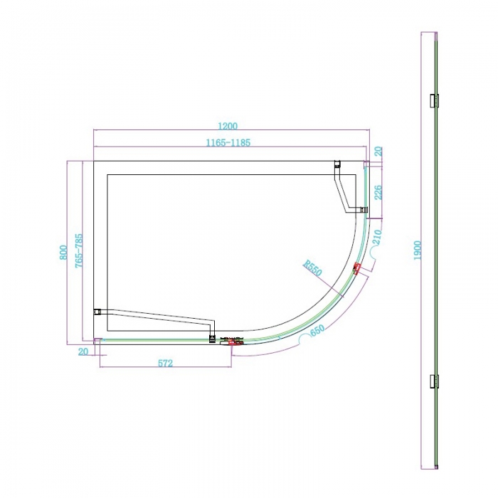 Scudo Athena Hinged Offset Quadrant - Chrome - CAD