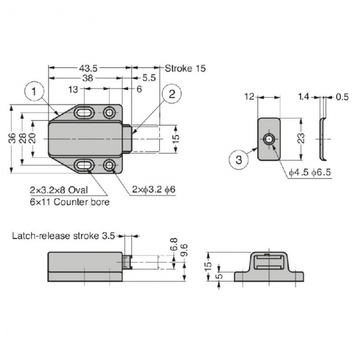 Sugatsune Slimline Magnetic Touch Latch - Brown