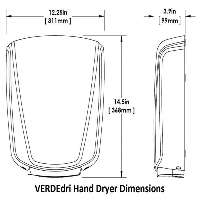 Genwec Verdedri Hand Dryer Aluminium - Black - Cad Drawing