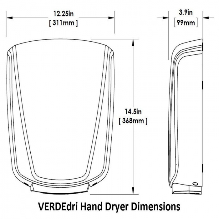 Genwec Verdedri Hand Dryer Aluminium - Cad Drawing