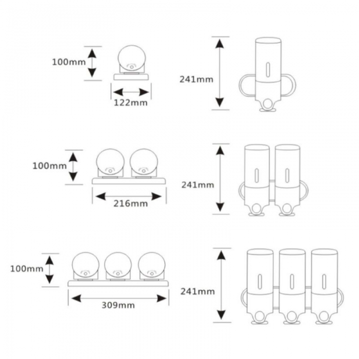 Shower Soap Dispensers White ABS Stainless Steel