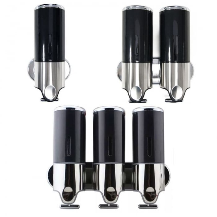 Shower Soap Dispensers Black ABS Stainless Steel